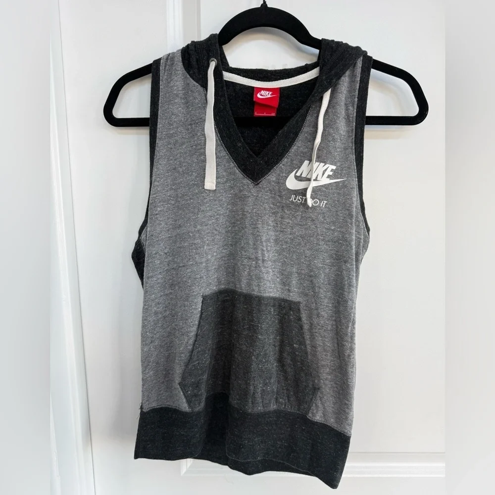 Nike Dark Gray and Light Gray Knit Tank with Hoodie